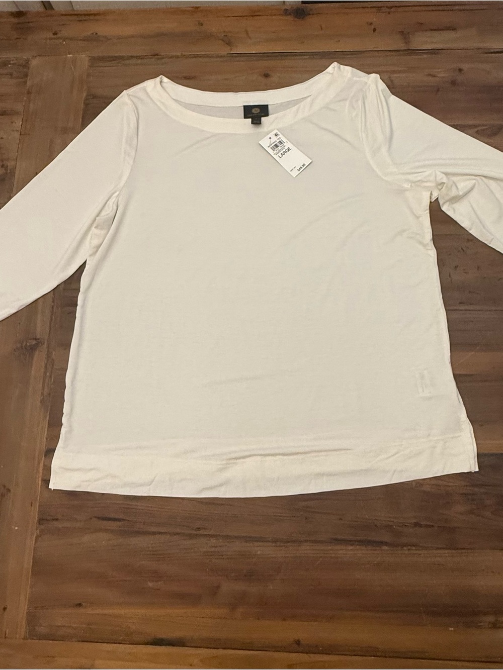 Women’s JM Collection Crewneck 3/4 Sleeve Top - White Size Large NWT